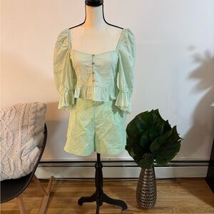 Mint Green Eyelet Top and Shorts Set